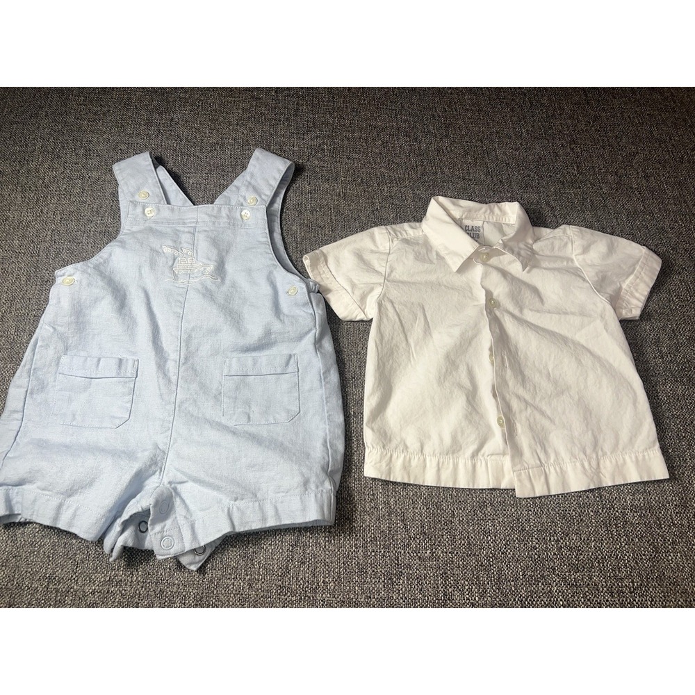 Vintage Class Club Baby 9 Months Romper 100% Cotton (2) Piezes